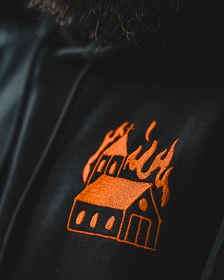 Church Burner - Collab Tomas V Jäger - Embroidered Unisex eco hoodie - mangobeard