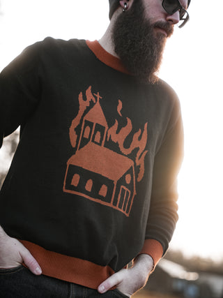 Church Burner - Collab Tomas V Jäger - Knitted crew neck sweater