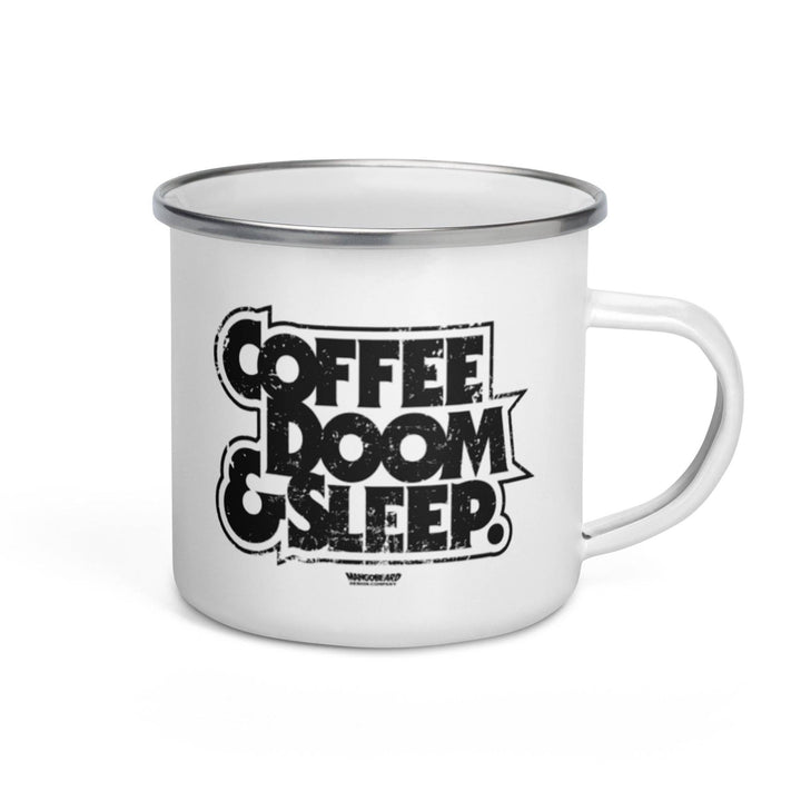 Coffee, Doom & Sleep Enamel Mug - mangobeard