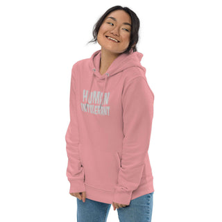 Human Intolerant Embroidered Unisex Premium Eco Hoodie - mangobeard