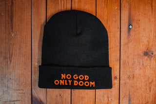 No God Only Doom Cuffed Beanie - mangobeard